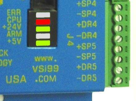 verify that 24V and 5V are present on the connection. If not, then the power supply may be the issue. If the 5V LED is lit up, but the CPU LED is not, try cycling the power.