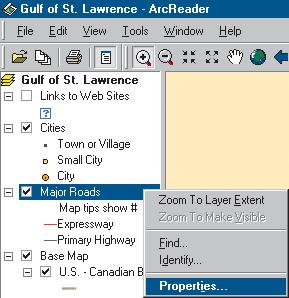 Turning layers on and off The table of contents is where you turn map layers on and off. To display a layer, check the Layer visibility check box next to its name.