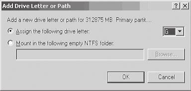 4. At the Add Drive Letter or Path box, select Assign the following