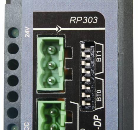 RP303 PROFIBUS-DP/Modbus RTU Repeater Figure 15 Detail of terminators switches The DIP