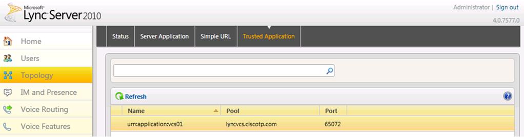 Assign an application to a specific application pool: Use the command New-CsTrustedApplication with the following parameters: -ApplicationID: specifies a label for the "Lync gateway" VCS application