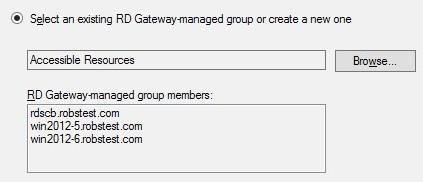 Load Balancing Gateways (Scenario 5) Ensure that all load balanced gateway servers are members of the same RD Gateway server farm as shown in the example below: Now refer to section 2 in the Appendix