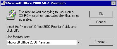 During the Office 2000 SR-1a Update installation, you may be prompted for your original Office 2000 installation CD or the