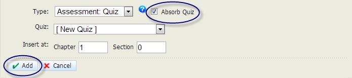 Check the box next to Absorb Quiz and click Add to continue. 7b. When you have added all Chapters and Lessons to your course, click Next to continue.