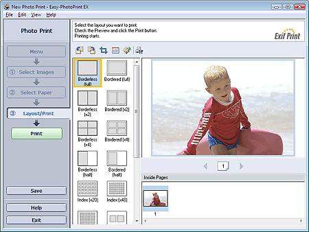 Printing Стр. 102 из 396 стр. Advanced Guide > Printing from a Computer > Printing with the Bundled Application Software > Printing Photos > Printing Printing 1. Click Layout/Print.