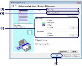 Printing Documents (Windows) Стр. 15 из 396 стр. (1) Select the media type of the paper to print in Media Type.