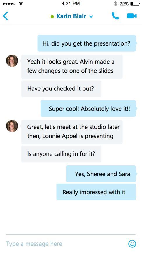 Having conversations Start a conversation From Skype for