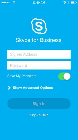 Page 2 Skype for Business for ios Signing into Skype for Business for the first time Before you start Skype for Business, make sure your device is connected to the Internet through either your