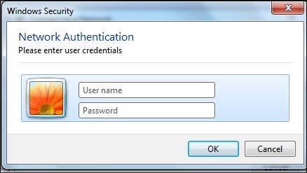 Enter your username and password. Left-click OK.
