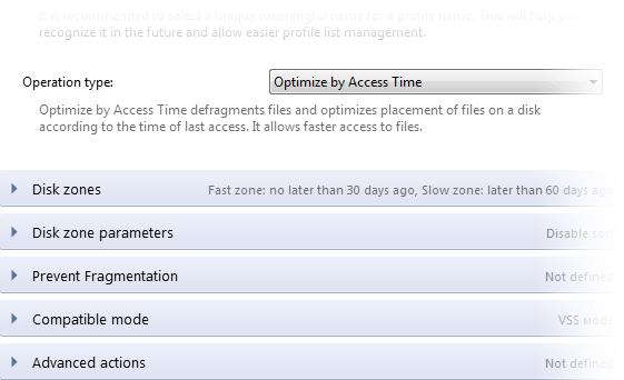 Disk Zones To specify what files are placed in the fast or slow zone, follow these steps: 1. Select the Disk Zones menu. 2.