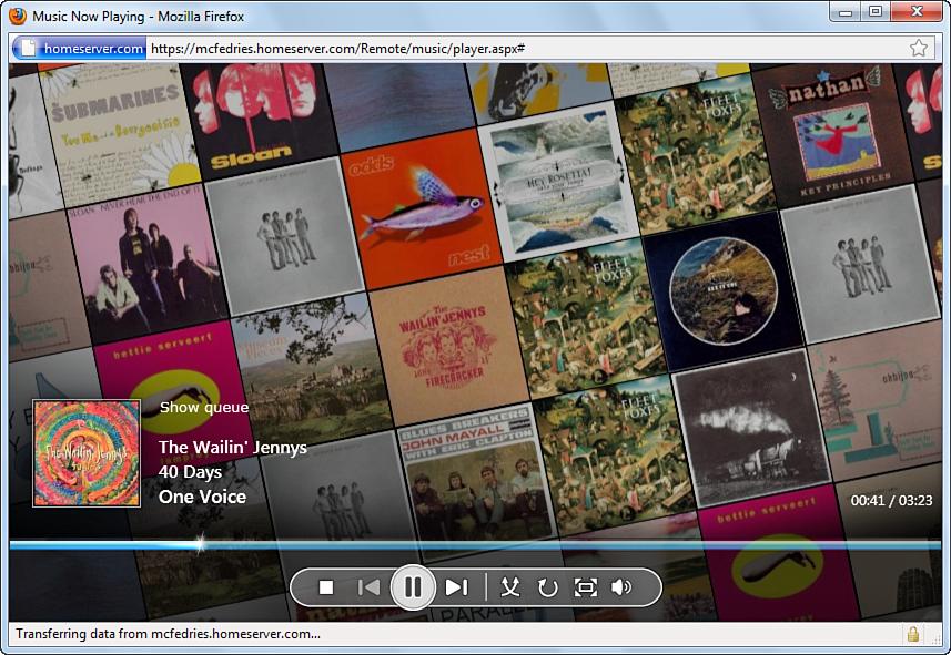 Sharing Photos 193. Music Click this item to open the Music library, which shows thumbnail images of all the albums in the server s Music share.