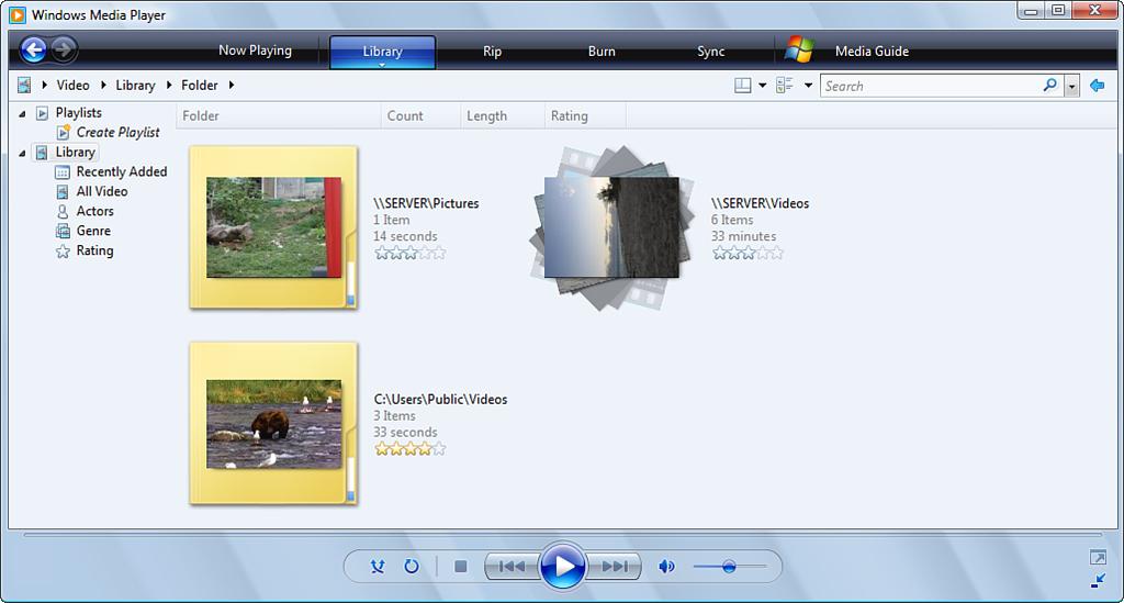 Sharing Videos 203 Here are the steps to follow in Windows Media Player 11: 1. Select Start, All Programs, Windows Media Player. 2. Pull down the Library menu, and select Add to Library.