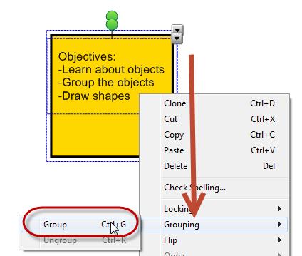 above to shade it in yellow. Type in your objectives, and then drag over the top of the box and resize as necessary.