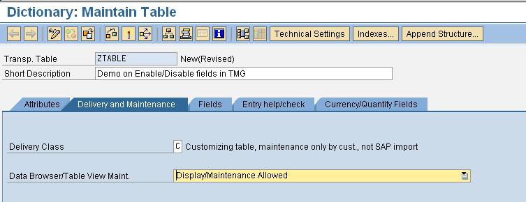 ZTABLE Maintain all the mandatory
