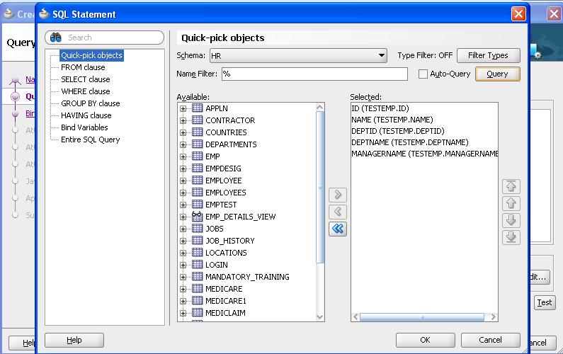 16.Select your table which is available in oracle DB,click Ok.