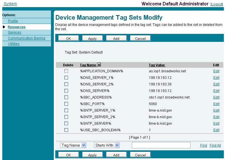 5.2.1.1 Create System Default Tags Browse to System Resources Device Management Tag Sets and select the System Default tag set.