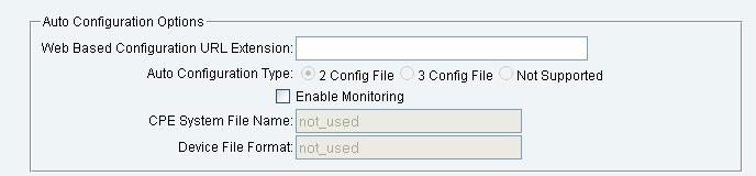 Example Auto Configuration Options settings: Figure 4 Auto Configuration Options Settings 5.2.2.2.1.