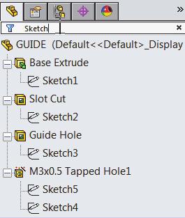 SolidWorks 2014 Tutorial Various commands provide the ability to control what is displayed in the FeatureManager design tree. They are: 1. Show or Hide FeatureManager items.