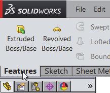 Boss-Extrude1 is displayed in the FeatureManager. Fit the model to the Graphics window. 38) Press the f key.