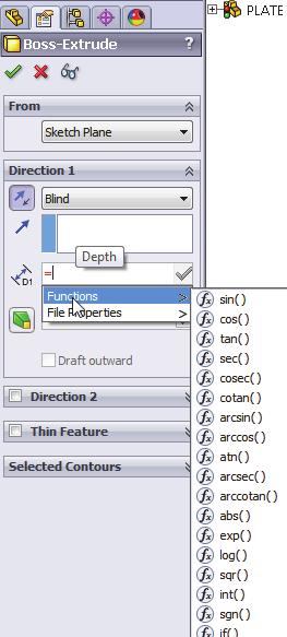 SolidWorks 2014 Tutorial The Boss-Extrude PropertyManager displays the parameters utilized to define the feature.