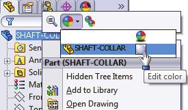 127) Click OK from the Color PropertyManager. View the SHAFT-COLLAR in the Graphics window. Save the SHAFT-COLLAR part. 128) Click Save. The SHAFT-COLLAR part is complete.