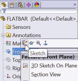 SolidWorks 2014 Tutorial 132) Enter FLATBAR for File name in the SW-TUTORIAL-2014 folder 133) Enter FLAT BAR 9 HOLES for Description. 134) Click Save. The FLATBAR FeatureManager is displayed.