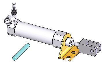 AirCylinder assembly Illustrations in the book display the default SolidWorks user interface for 2014 SP0.