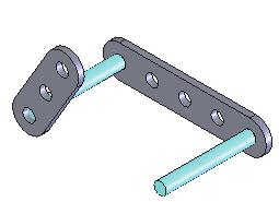 Insert the first FLATBAR-5HOLE part. The FLATBAR-5HOLE is fixed to the Origin of the ROCKER assembly. Insert the first AXLE part.
