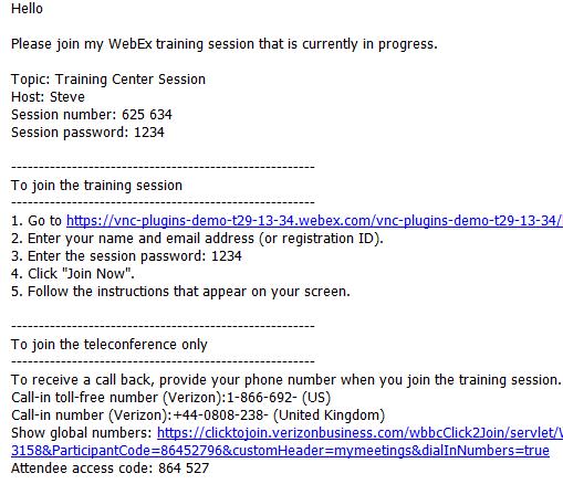 Email Invitation You may edit the email to your participants to include other instructions for joining the audio portion of the call.