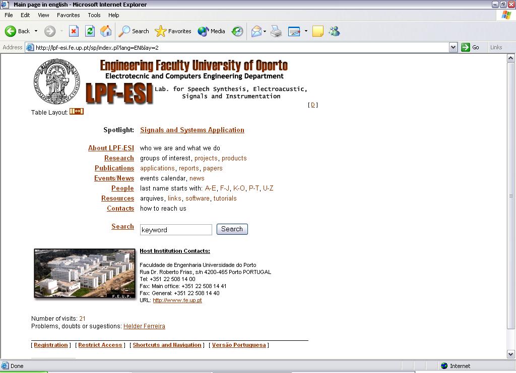 Figure 1: Screenshot taken from the developed website.