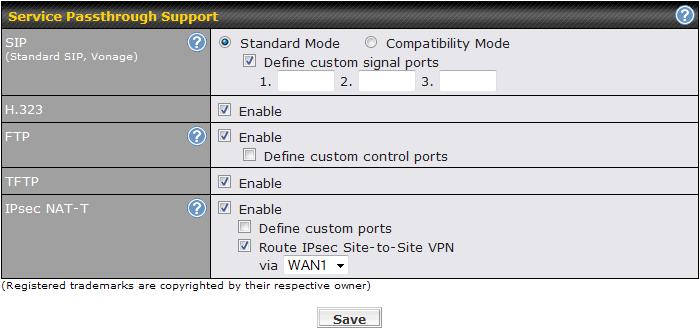 17.4 Service Passthrough Service Passthrough settings can be found at: Network > Misc.