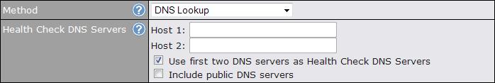Health Check Method: DNS Lookup DNS lookups will be issued to test the connectivity with target DNS servers.