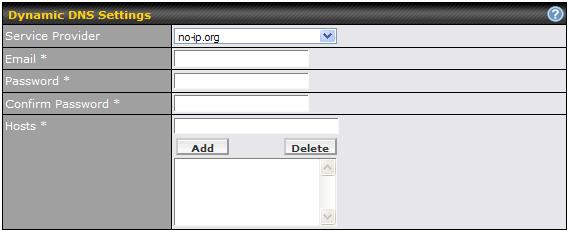 10.5 Dynamic DNS Settings Peplink Balance provides the functionality to register the domain name relationships to dynamic DNS service providers.
