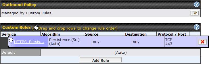 12.2 Custom Rules For Outbound Policy Click in the Outbound Policy form. Choose Managed by Custom Rules and press the Save button.