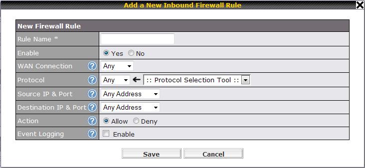 The firewall functionality of Peplink Balance supports the selective filtering of data traffic in both directions: Outbound (LAN to WAN) Inbound (WAN to LAN) Intrusion Detection and DoS
