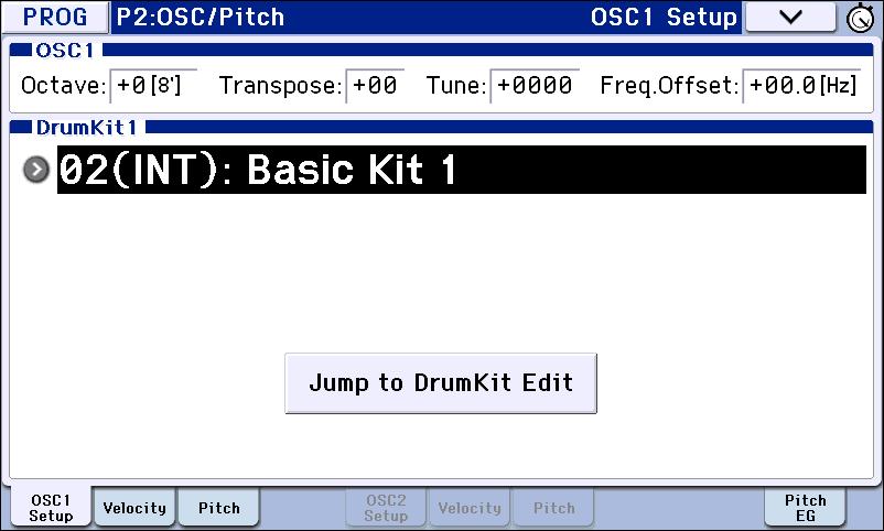 Using Drum Kits Editing a Drum Kit Basic Editing 1. Select the Program that you wish to use while editing the Drum Kit. 2.