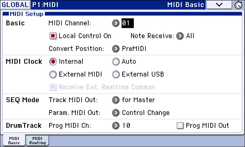 Global settings MIDI Settings Other screen display settings (Edit pad function and animation) You can keep the edit pad (see page 4) or realtime control popup (see page 6) from appearing, and disable