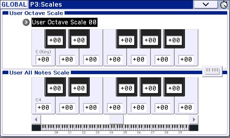 Adjusting Global KROME setings Creating user scales The Global P3: Scales page lets you create your own original scales.