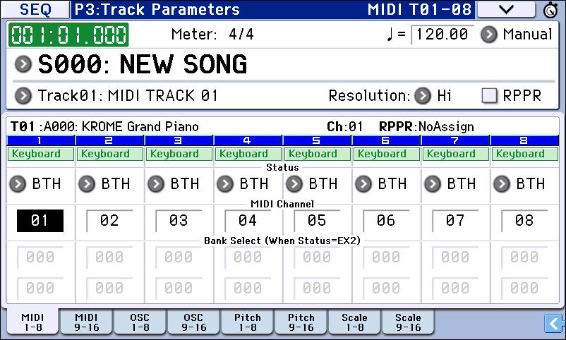 settings such as volume. 1. Assign a program to each track. Use Program Select to assign a program to each track.