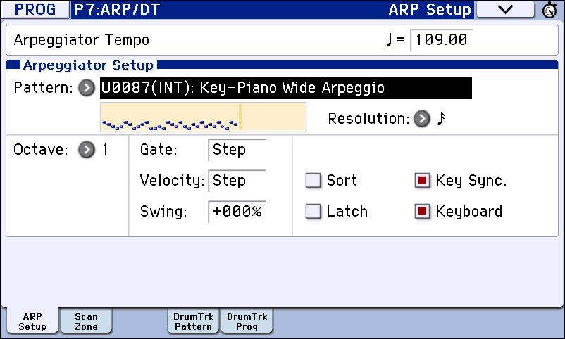 Arpeggiator function Unchecked: Only the arpeggiated notes will sound.