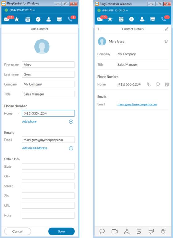 RingCentral for Desktop Updating Your Personal Contacts List 14 Updating Your Personal Contacts List Your personal contacts may already be synced to your mobile phone or Microsoft Outlook, but you