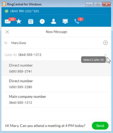 RingCentral for Desktop Send or Receive a Text Message 30 Send or Receive a Text Message RingCentral for Desktop lets you send a text message to anyone you want, even if the person isn t in your