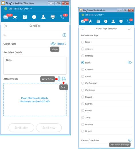 RingCentral for Desktop Send or Receive a Fax 33 Send or Receive a Fax You can send and receive online faxes directly in RingCentral for Desktop so you ll never have to walk to your separate fax