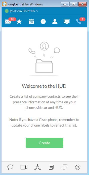 RingCentral for Desktop Head Up Display 47 Head Up Display Head Up Display (HUD) is a call management feature that allows you to monitor and interact with up to 100 user extensions that you can add