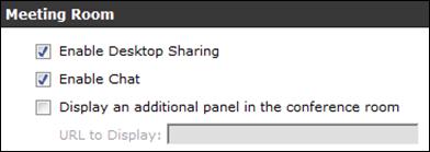 Figure 22: Enabling or disabling client videoconferencing features 4. Enter the fields as described in Table 7: Settings for the Scopia XT Desktop Client Virtual Room window on page 31.