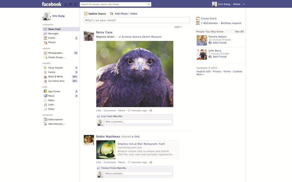 Facebook and the Facebook logo are registered trademarks of Facebook Inc. Figure 2.Screenshot of Facebook s main page.
