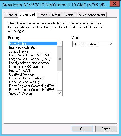 A.2 Configuring Broadcom BCM57810 adapter properties in NDIS mode Adapter properties for the Broadcom BCM57810 NDIS adapter can be set in the traditional Windows Server adapter properties dialog box