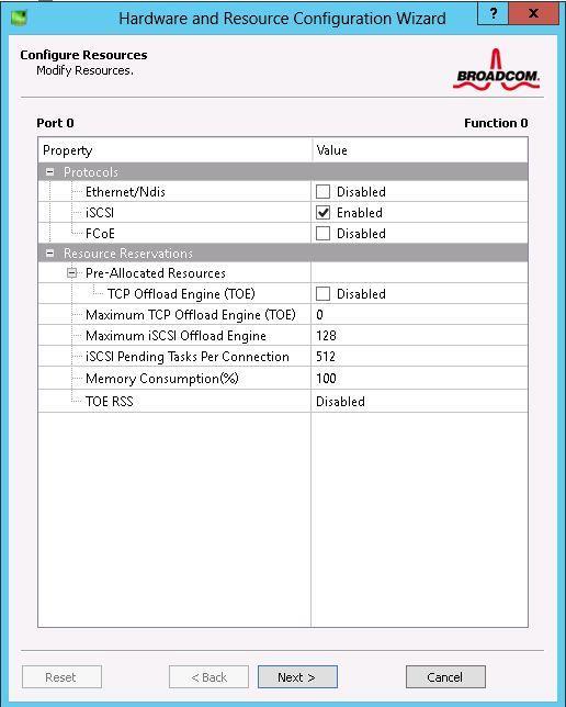 A.3 Broadcom BCM57810 isoe mode adapter options Table 11 lists the tested adapter options for the Broadcom BCM57810 NetXtreme II 10 GigE NIC in isoe mode along with the default value.