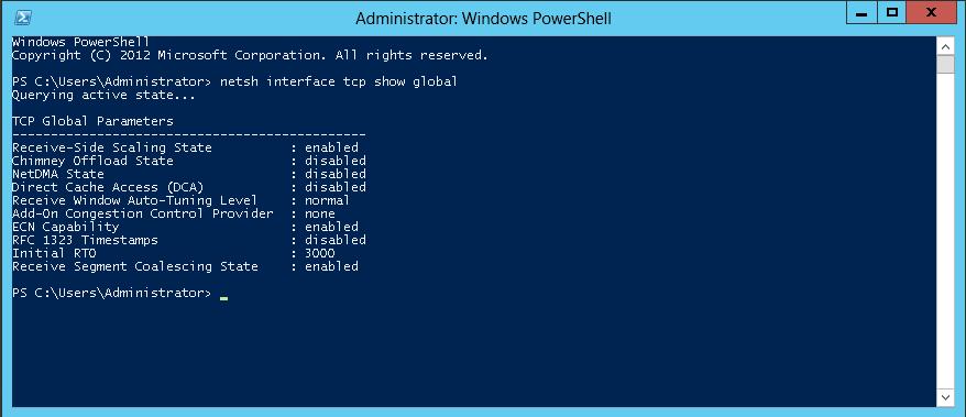 A.7 Windows Server 2012 TCP stack options Table 13 lists the tested TCP stack options for Windows Server 2012 along with the default value.