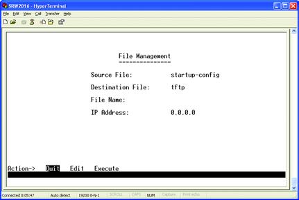 File Management Figure 4-20: TraceRoute Test Results The File Management screen allows you to upload or download files, such as the startup configuration, boot, or image file, using a TFTP server.
